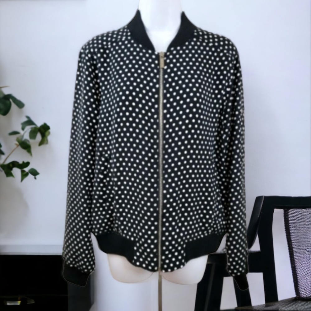 MICHAEL MICHAEL KORS Black White Polka Dot Bomber Jacket - Picture 8 of 16